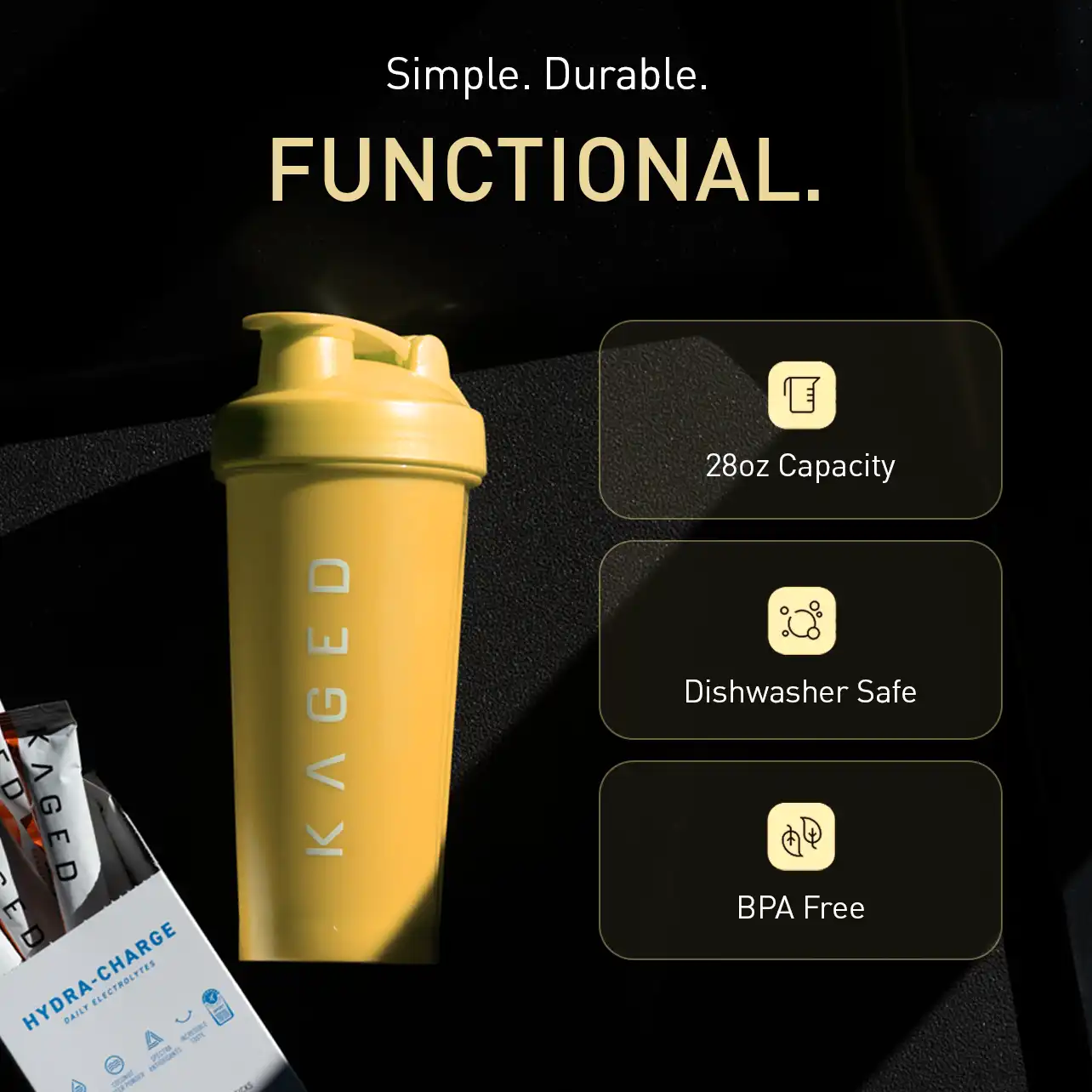Alternative view of Shaker Bottle - Yellow