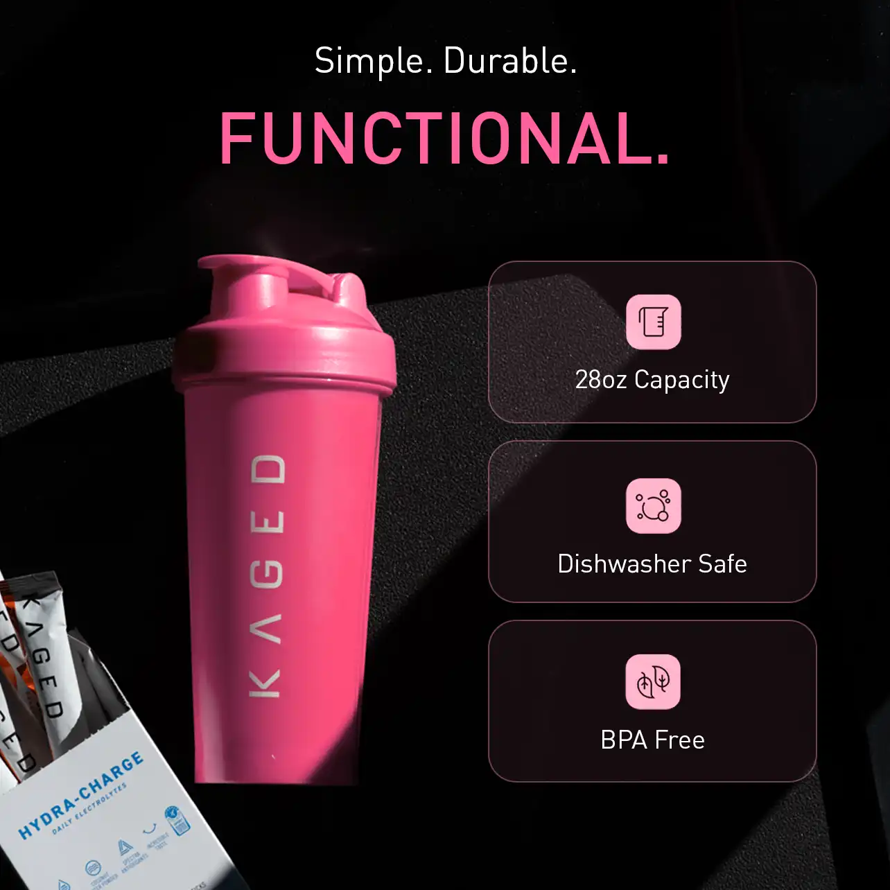 Alternative view of Shaker Bottle - Pink