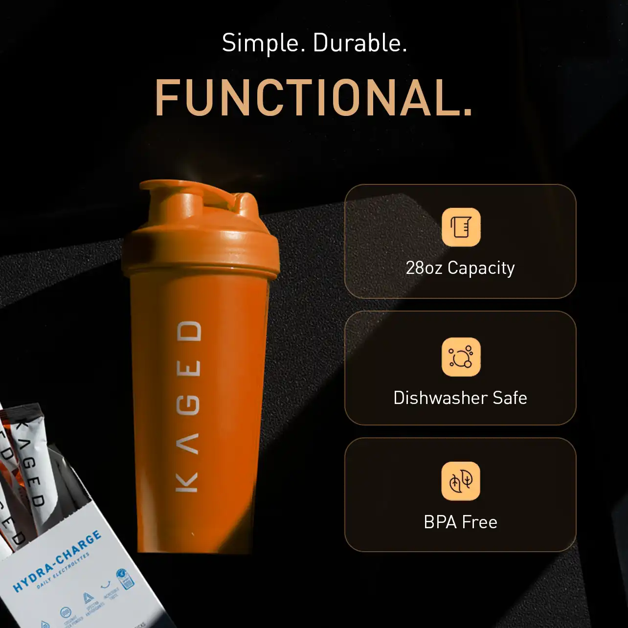 Alternative view of Shaker Bottle - Orange